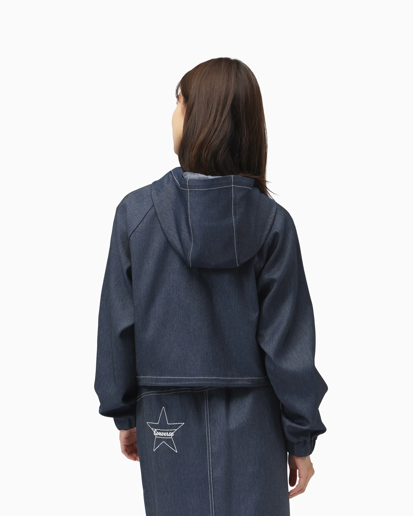 SYNTHETIC DENIM HOODED JACKET LADIES - Image 6